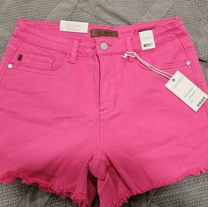 Judy Blue Hot Pink Shorts, size large, mid rise